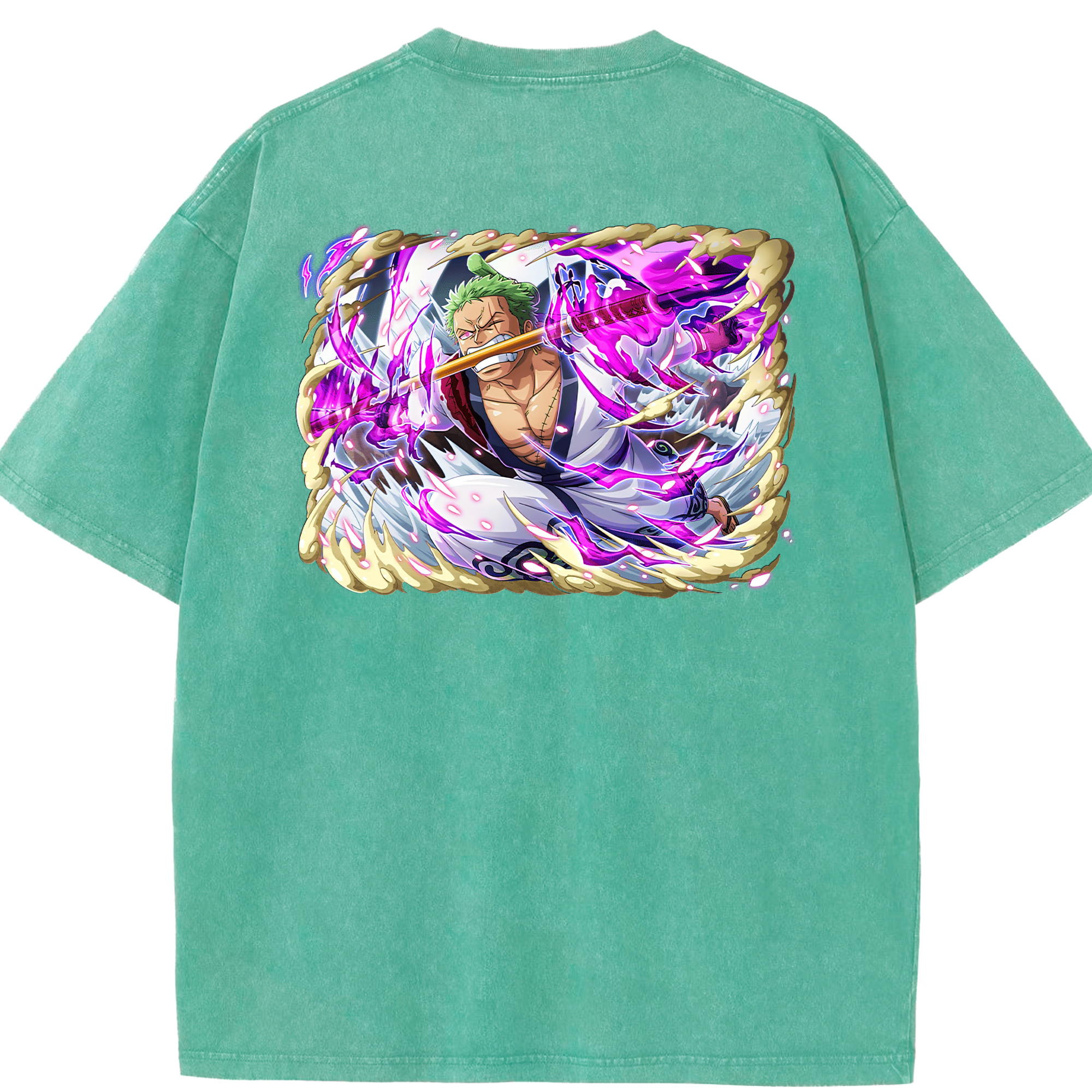 ワンピース ロロノア・ゾロ ONE PIECE Roronoa Zoro 綿100% ヴィンテージ風 半袖Tシャツ（背面プリント）